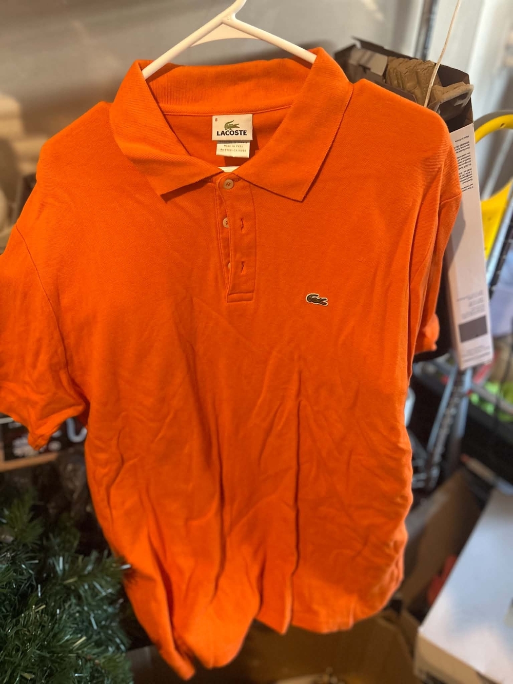 Lacoste Men’s Bright Orange Polo Shirt with Crocodile Logo